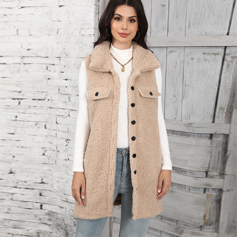 Winter Clothing On Sale Women'S - Kadın Kuzu Peluş Yelekleri Eklemeli Klasik