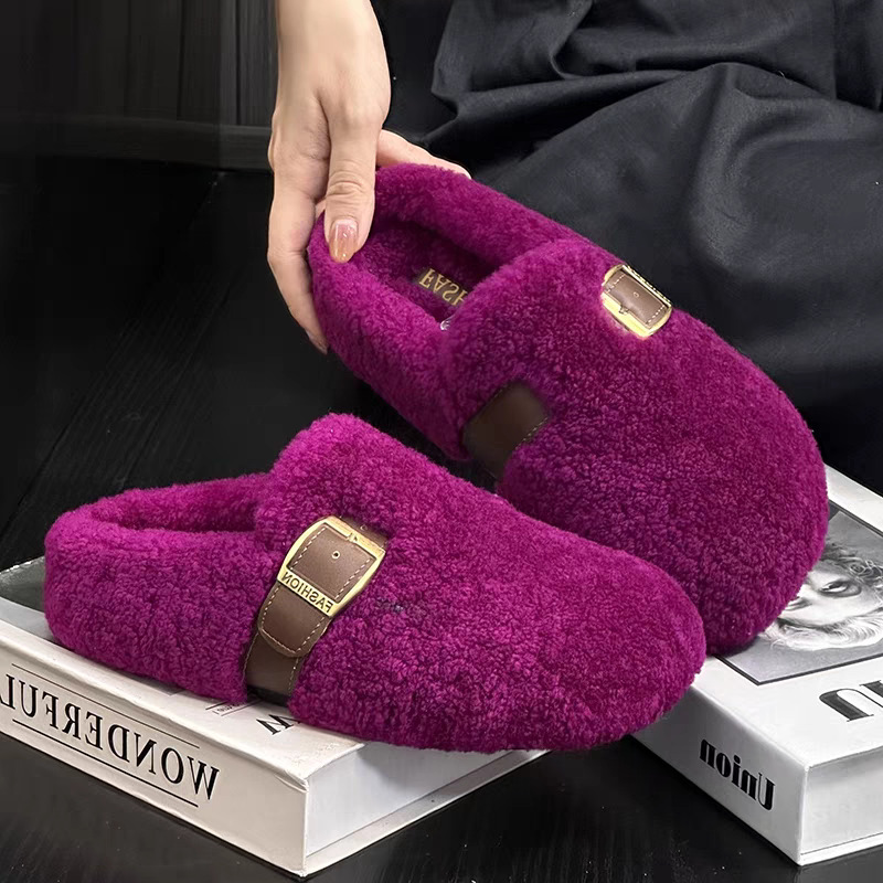 Winter Clothes - Moda Kuzu Yünü Peluş Terlikler Sonbahar