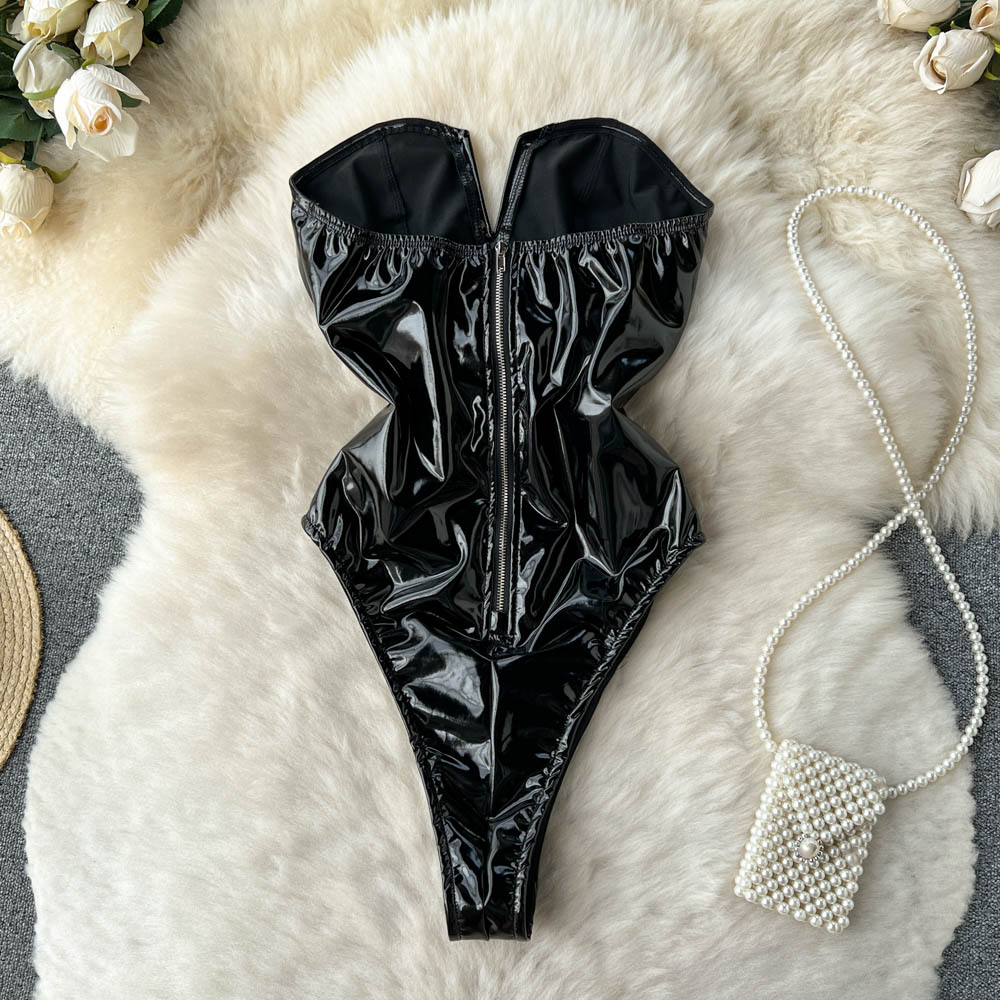 PU Deri Seksi Bodysuits Kadın  - Y2K Winter Clothing incelemesi ve fiyatı