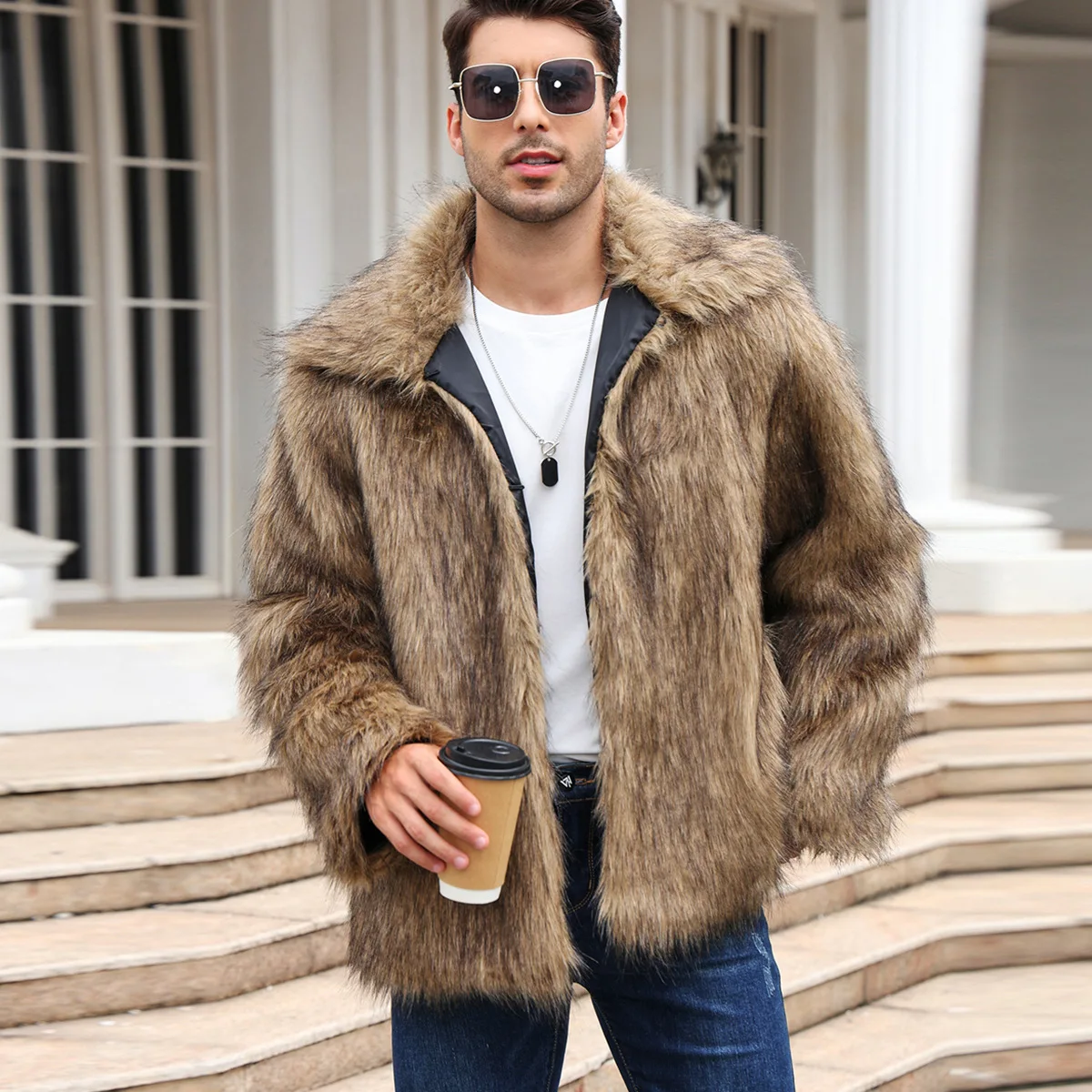 Erkekler Sahte Tilki Kürk Ceke - Winter Clothing Uae incelemesi ve fiyatı