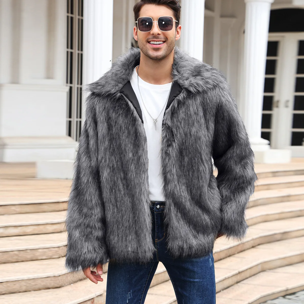 Erkekler Sahte Tilki Kürk Ceke - Winter Clothing Uae incelemesi ve fiyatı
